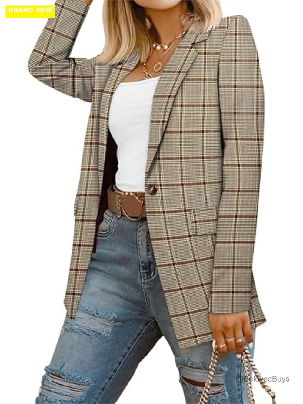 Business Casual Blazer with Lined Professional Work Suit Jacket with Pockets